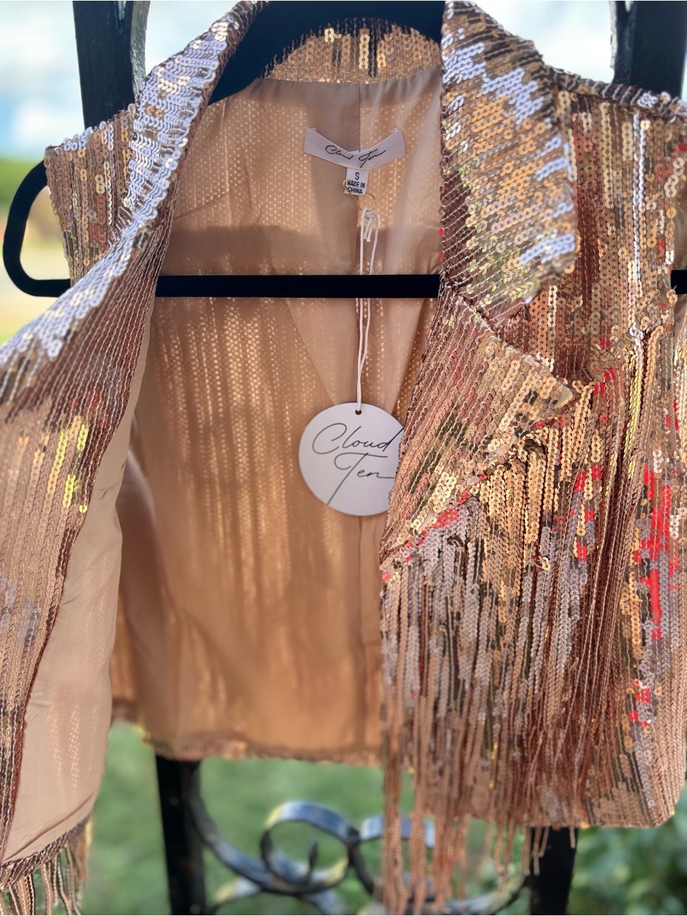 Cloud Ten Gold Sequin Fringe Vest - Picture 2 of 4